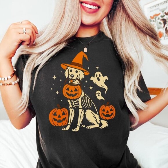 Tops - Halloween Golden Retriever Dog Shirt